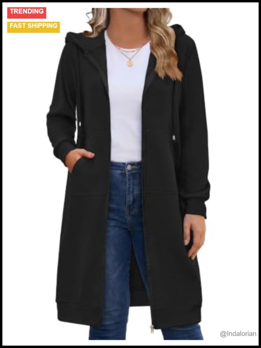Plus Size Zip Up Hoodie Fleece Tunic Sweatshirt Jacket with Pockets Long Sleeve